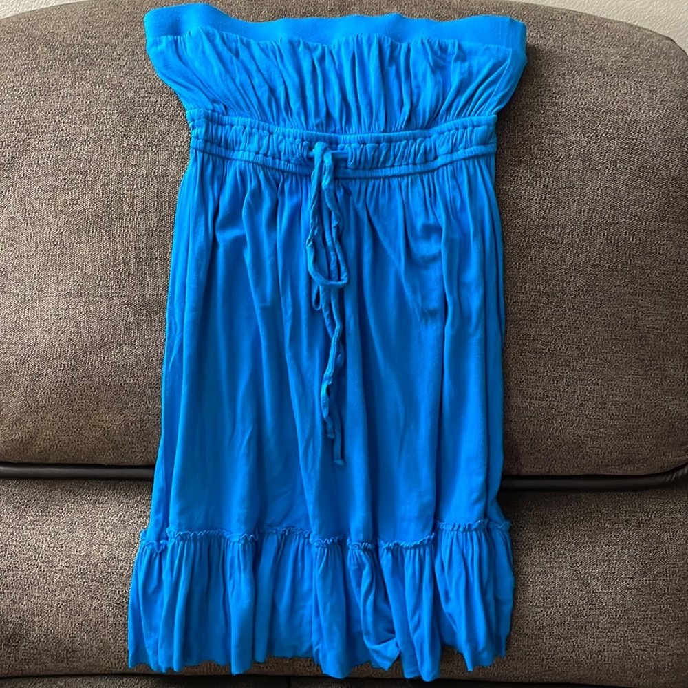 Blue strapless sundress